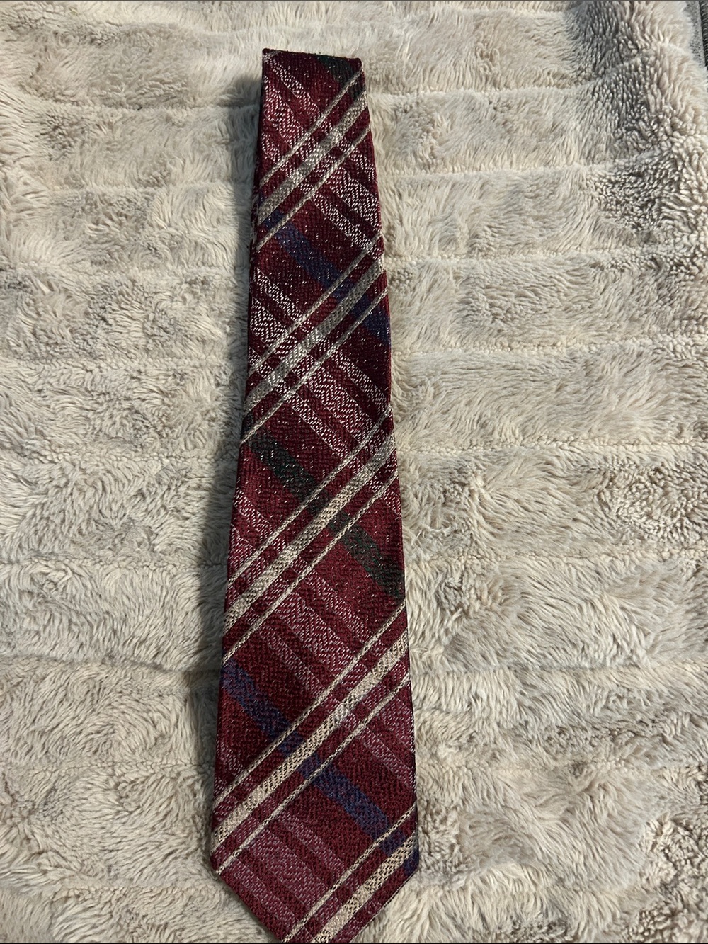 Adolfo Burgundy Plaid Silk-Blend Tie